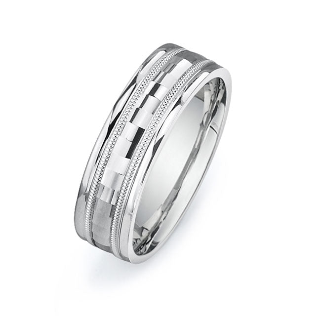 14K White Gold Wedding Band -PN00073