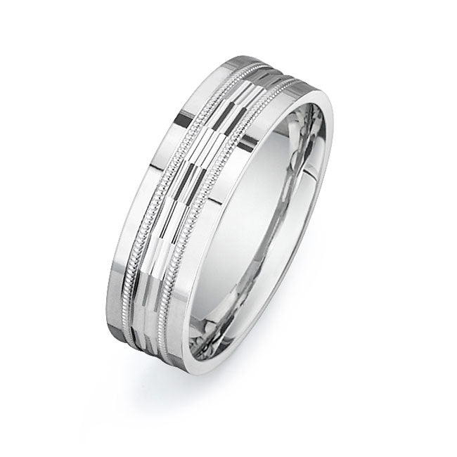 14K White Gold Wedding Band -PN000101
