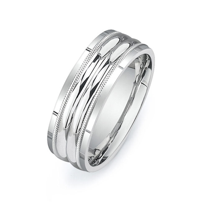 14K White Gold Wedding Band -PN00113