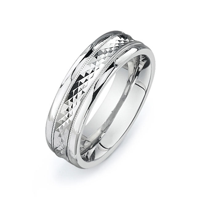 14K White Gold Wedding Band-PN00087
