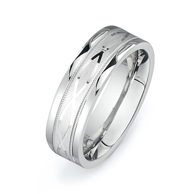 14K White Gold Wedding Band -PN00066