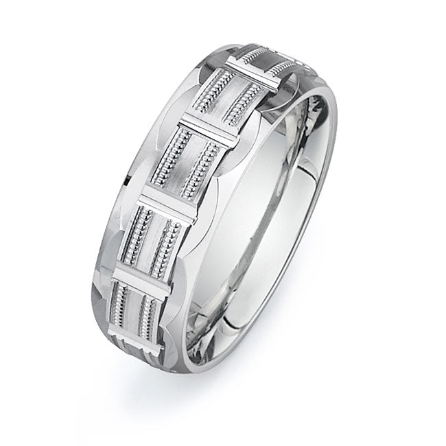 14K White Gold Wedding Band-PN00085