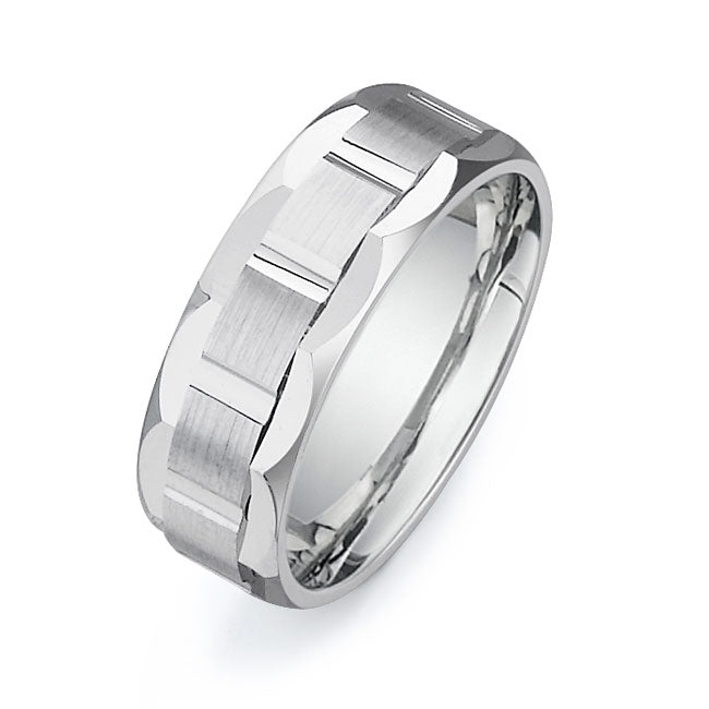14K White Gold Wedding Band -PN00079