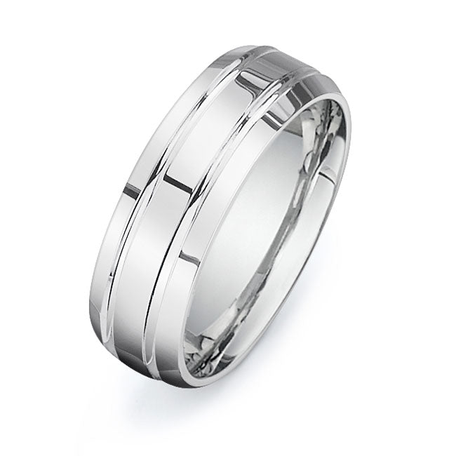 14K White Gold Wedding Band-PN00083