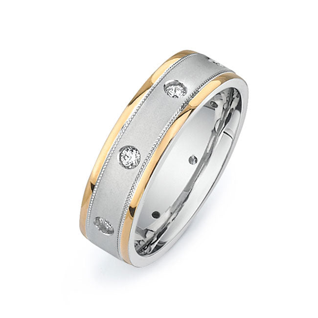 14K Two Tone Wedding Band -PN00024
