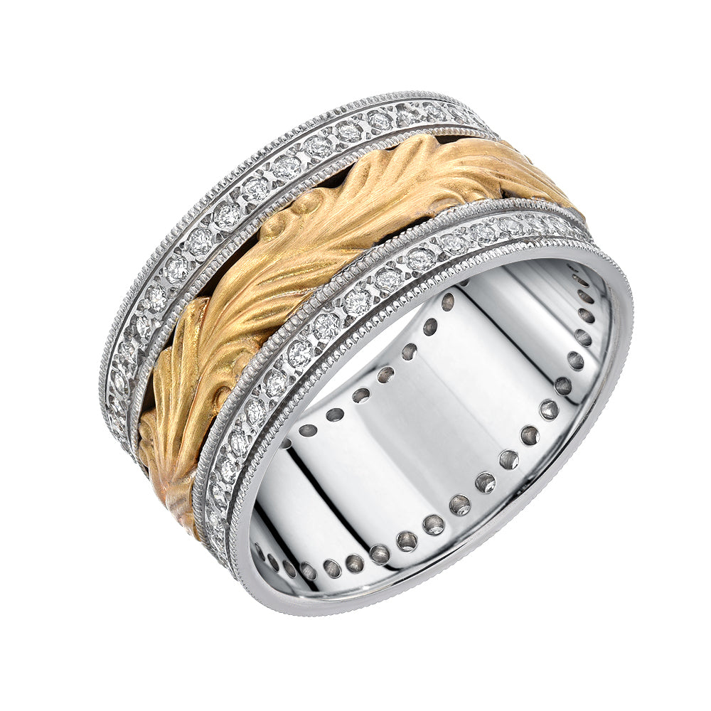 14K Two Tone Wedding Band -PN00049