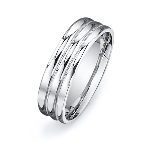 14K White Gold Wedding Band -PN00102